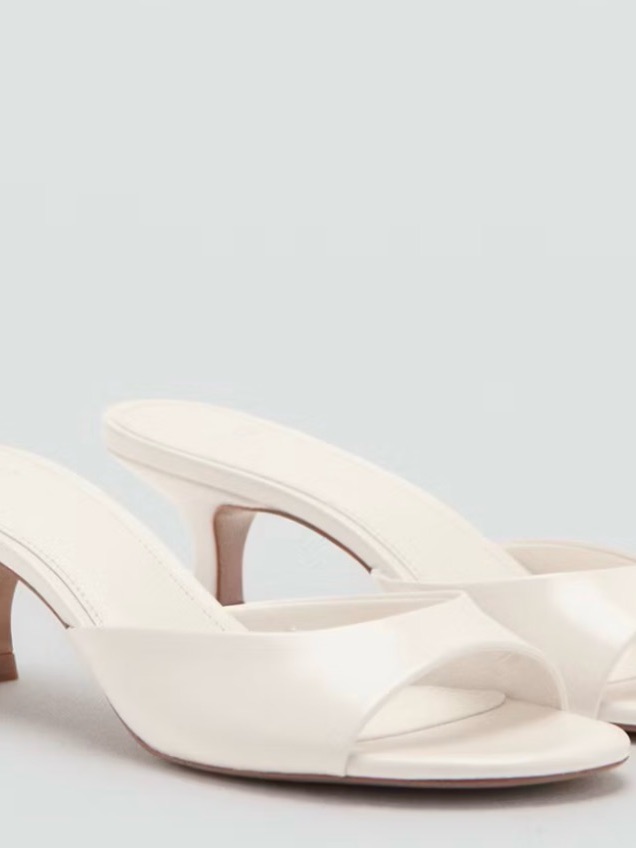Women’s White Mango Open-Toe Heeled Kitten Heel
